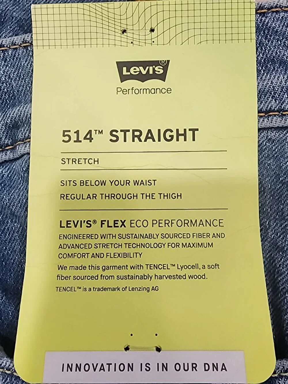 Levi's 514 Straight Jeans Men's 33x32 Denim Stretch Flex Eco Performance NWT